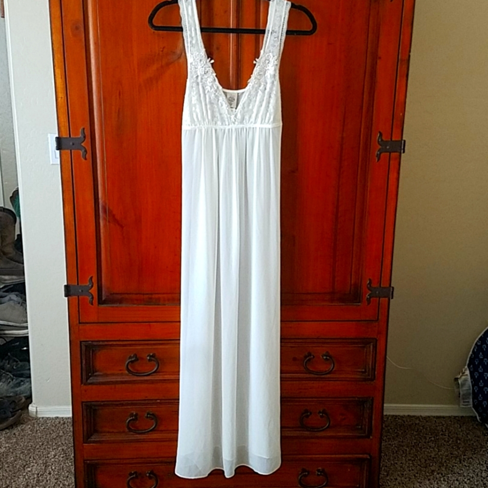 Sheer Long Chemise with Lace Detailing